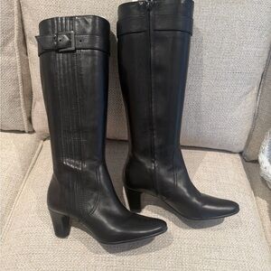 Geox Black Heeled Knee-High Boots